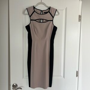 BRAND NEW Bcbgmaxazria Nude Tan Black Sexy Cut Out Pencil skirt Dress Size 4